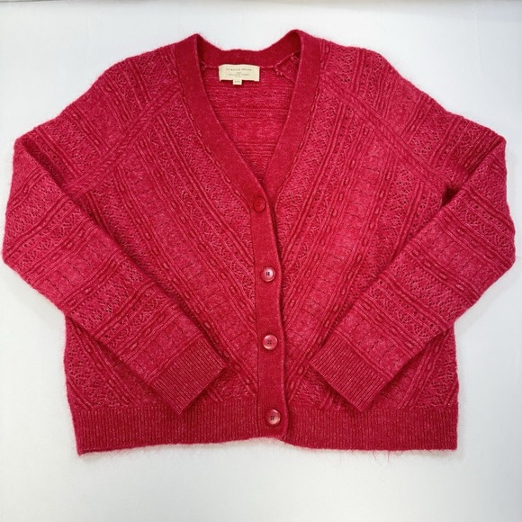 Sezane Eya Cardigan Sweater Kid Mohair Wool Blend Pink XXS Oversized Quiet Luxe - Picture 7 of 15